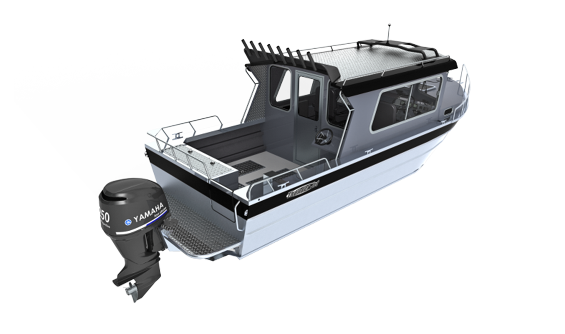 a rendering of a thunderjet offshore boat sold at Gordon Bay Marine in Muskoka Ontario.