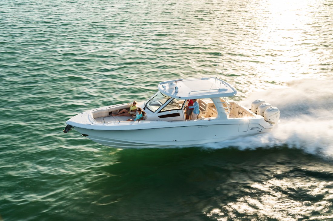 A family on a boat